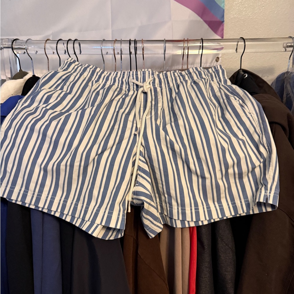RSQ Blue and White Swim Shorts